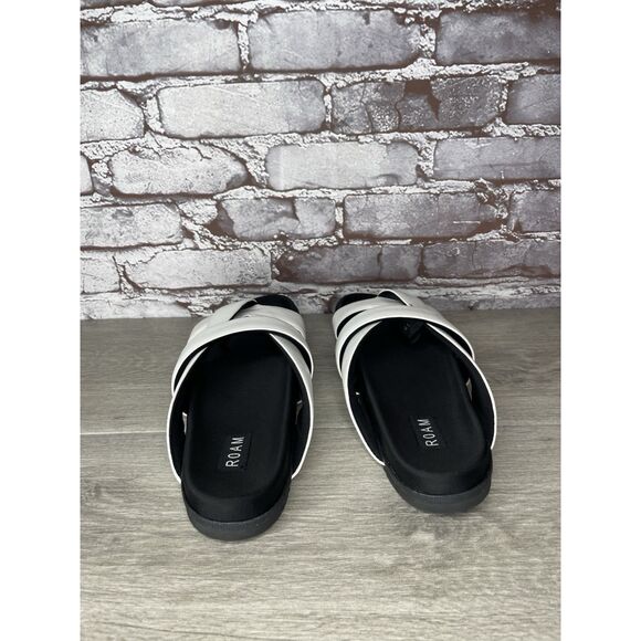Roam White Leather Ribbon Open Toe Straps Slides Sandals Women Sz 41EU/10.5M US - Picture 5 of 16